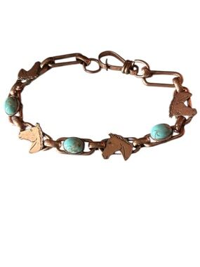 Vintage Turquoise and Copper Horse Bracelet